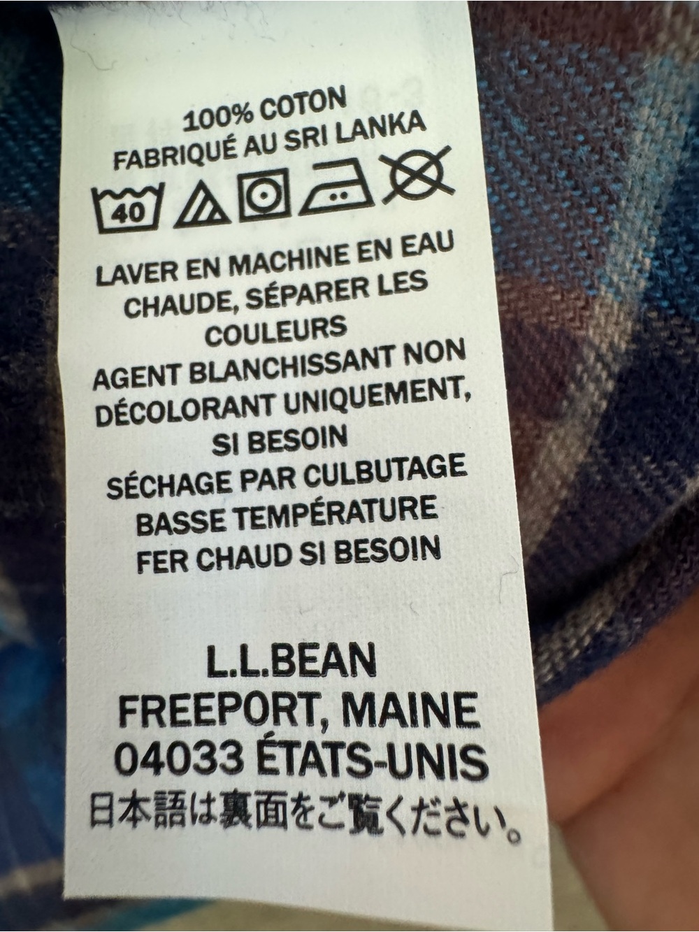 L.L.Bean Plaid Flannel Shirt XXL Blue Burgundy Cotton Button Down Hiking Y78 - Picture 7 of 7